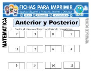 Anterior y Posterior para Primero de Primaria