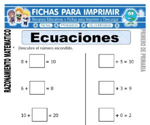 Ecuaciones para Primero de Primaria