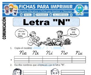 Ficha de La Letra N para Primero de Primaria