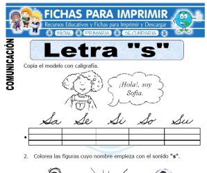 Ficha de La Letra S para Primero de Primaria