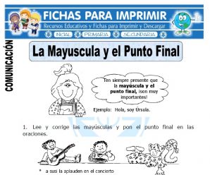 Ficha La Mayúscula y el Punto Final para Primaria