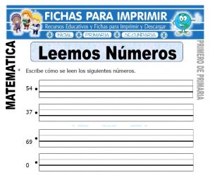 Leemos Números para Primero de Primaria