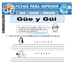 Ficha de La Letra Güe y Güi para Primero Primaria