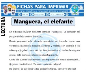 Ficha de Manguera el Elefante para Primaria