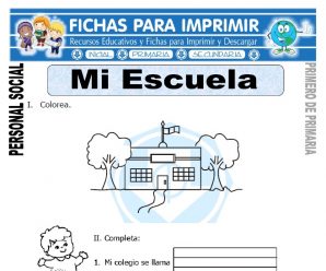 Ficha de Mi Escuela para Primero de Primaria