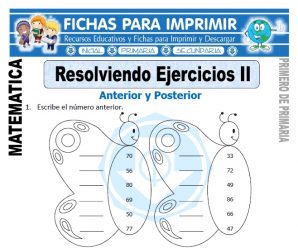 Ejercicios Anterior y Posterior – Primero de Primaria