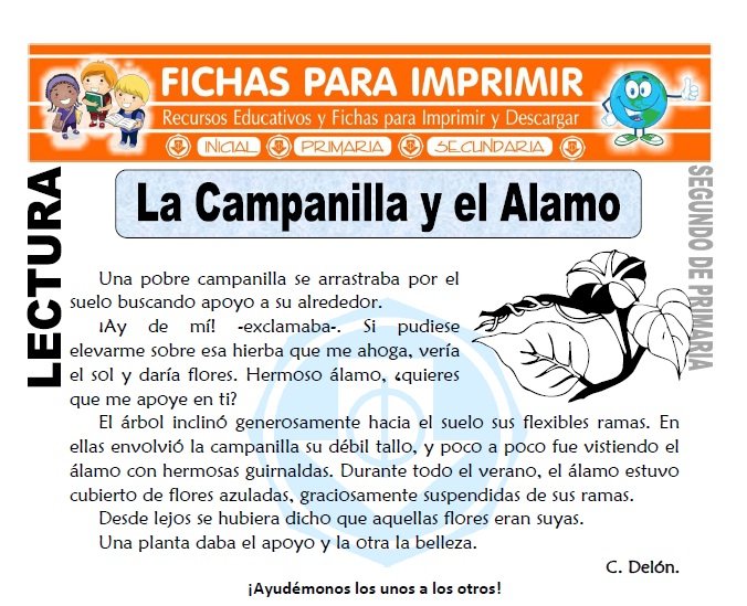 Ficha de La Campanilla y el alamo Segundo de Primaria