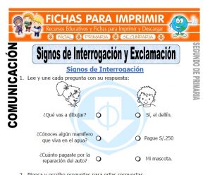 Signos de Interrogación y Exclamación Segundo de Primaria