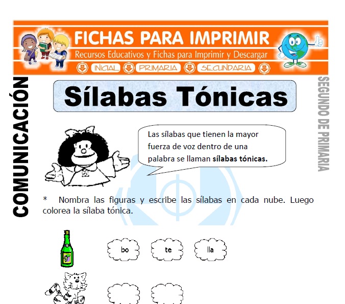 Ficha de Silabas Tonicas Segundo de Primaria