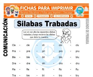 Sílabas Trabadas para Segundo de Primaria