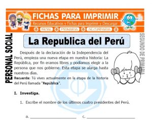 Ficha de La Republica Perú para Segundo de Primaria