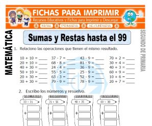 Sumas y Restas para Segundo de Primaria