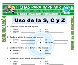 Uso de la S para Tercero de Primaria