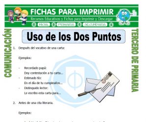Uso de los Dos Puntos para Tercero de Primaria