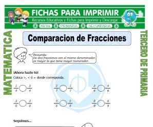 Comparacion de Fracciones para Tercero de Primaria
