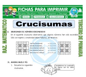 Ficha de Crucisumas para Tercero de Primaria