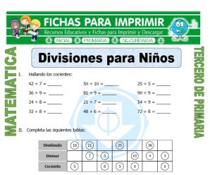 Divisiones para Niños para Tercero de Primaria