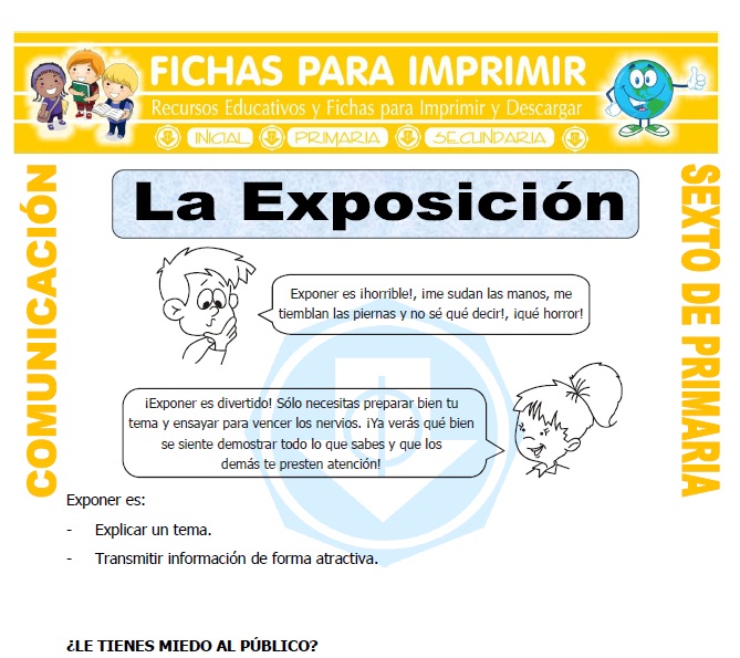 Ficha de Elementos de la Exposicion para Sexto de Primaria