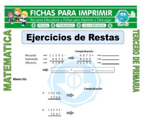Ejercicios de Restas para Tercero de Primaria
