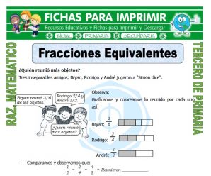 Fracciones Equivalentes para Tercero de Primaria