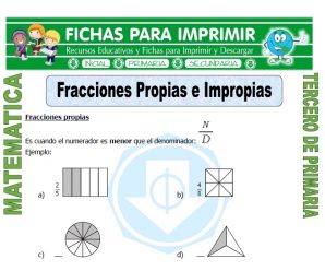 Fracciones Propias e Impropias para Tercero de Primaria