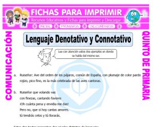 Lenguaje Denotativo y Connotativo para Quinto de Primaria