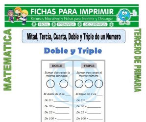 Mitad, Doble, Triple, Tercia y Cuarta para Tercero de Primaria