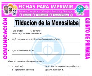 Monosilabos con Tilde para Quinto de Primaria