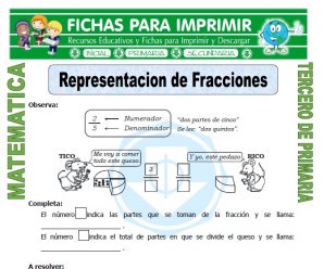 Representacion de Fracciones para Tercero de Primaria