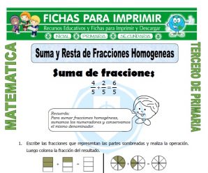 Suma y Resta de Fracciones para Tercero de Primaria