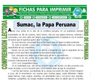 ficha de Sumac la Papa Peruana para Tercero de Primaria