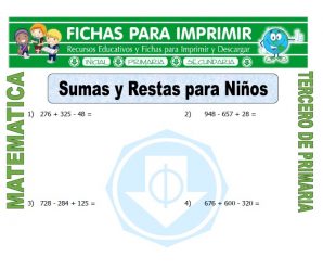 Sumas y Restas para Niños para Tercero de Primaria