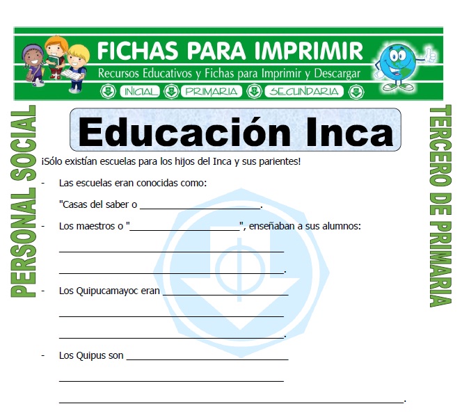 Ficha de Educacion Inca para Tercero de Primaria