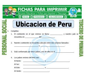 Ficha de Ubicacion de Peru para Tercero de Primaria