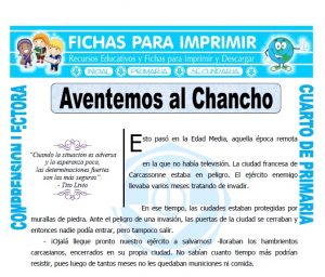 Ficha de Aventemos al Chancho para Cuarto de Primaria