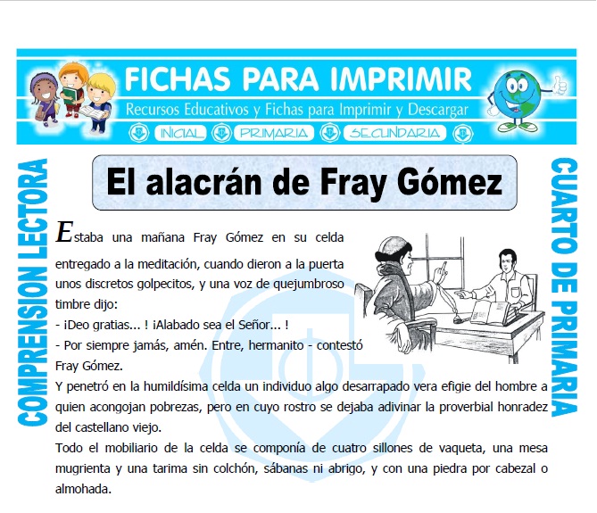Ficha de El Alacran de Fray Gomez para Cuarto de Primaria