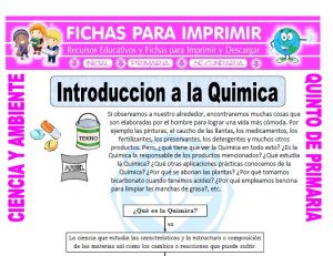 Ficha de Introduccion a la Quimica para Quinto de Primaria