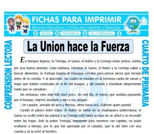 Ficha de La Union hace la Fuerza para Cuarto de Primaria