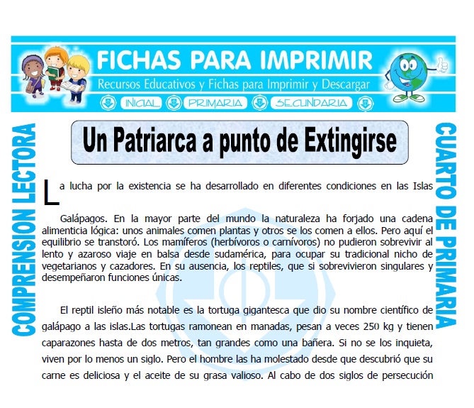Ficha de Un Patriarca a Punto de Extingirse para Cuarto de Primaria