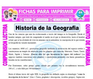 Ficha de Historia de la Geografia para Quinto de Primaria