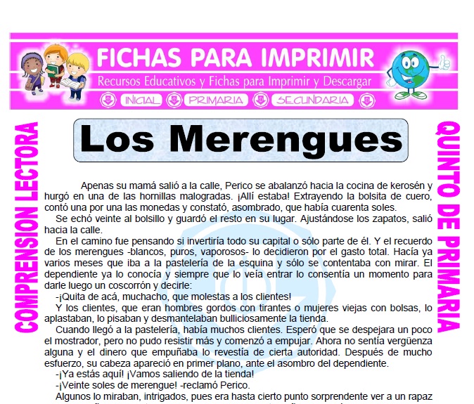 Ficha de Los Merengues para Quinto de Primaria