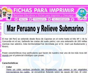 Mar Peruano y Relieve Submarino para Quinto de Primaria