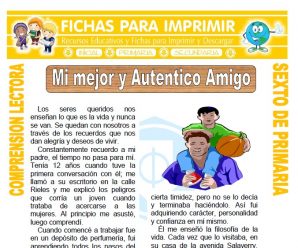 Mi Mejor y Autentico Amigo para Sexto de Primaria