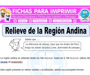 Relieve de la Región Andina para Quinto de Primaria
