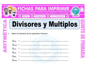 Ficha de Divisores y Múltiplos para Quinto de Primaria
