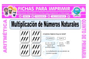 Ficha de Multiplicación de Números Naturales para Quinto de Primaria
