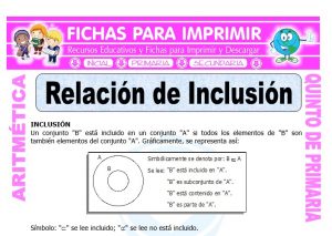 Ficha de Relación de Inclusión para Quinto de Primaria