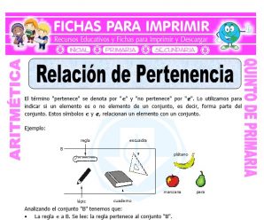 Relación de Pertenencia para Quinto de Primaria