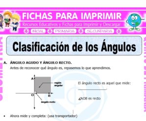 Clasificación de los Ángulos para Quinto de Primaria