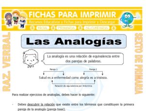 Ficha de Las Analogías para Sexto de Primaria